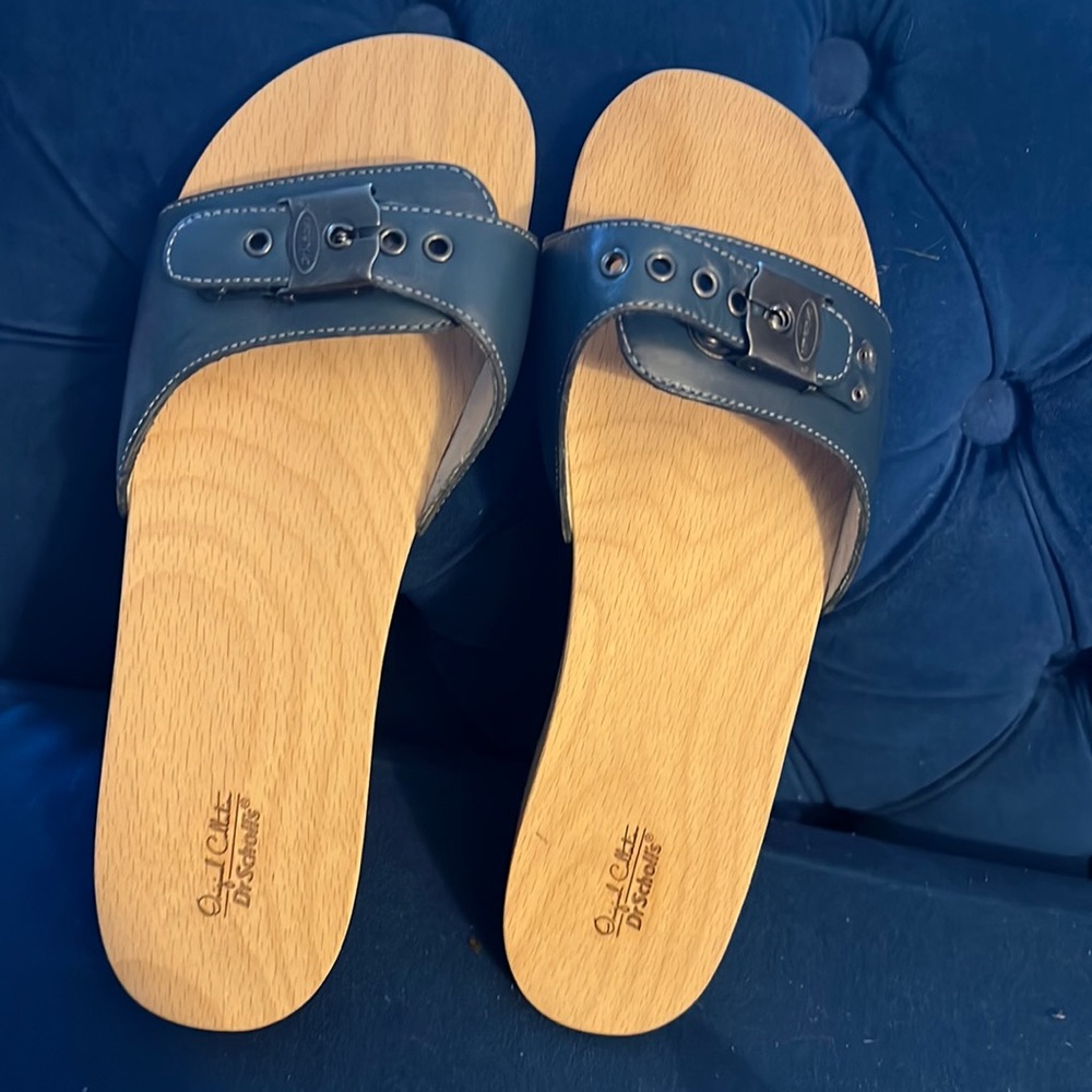 Dr. Scholl’s Original Collection Slide Sandals. Size 7, Navy Blue.